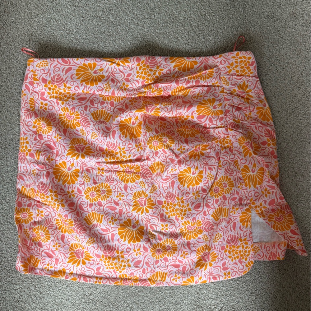 Zara pink and orange micro mini skirt